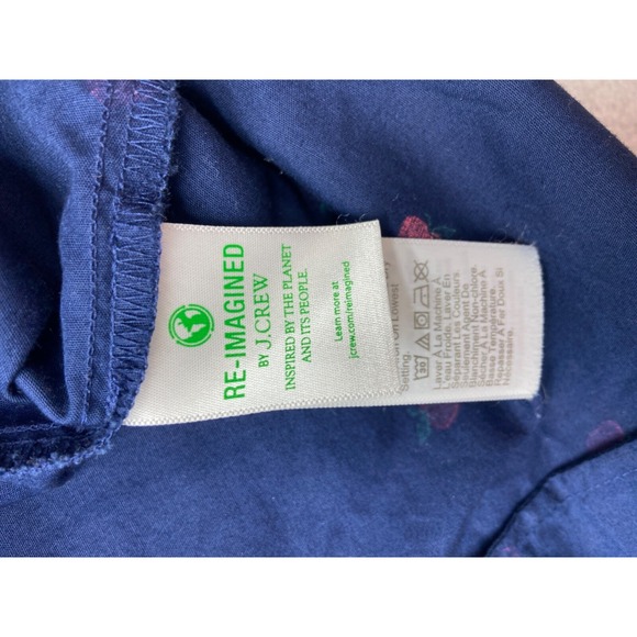 J Crew Shirt  Womens Large Navy Fruit Apple Cotton Sustainable Stretch Fun - Picture 9 of 13
